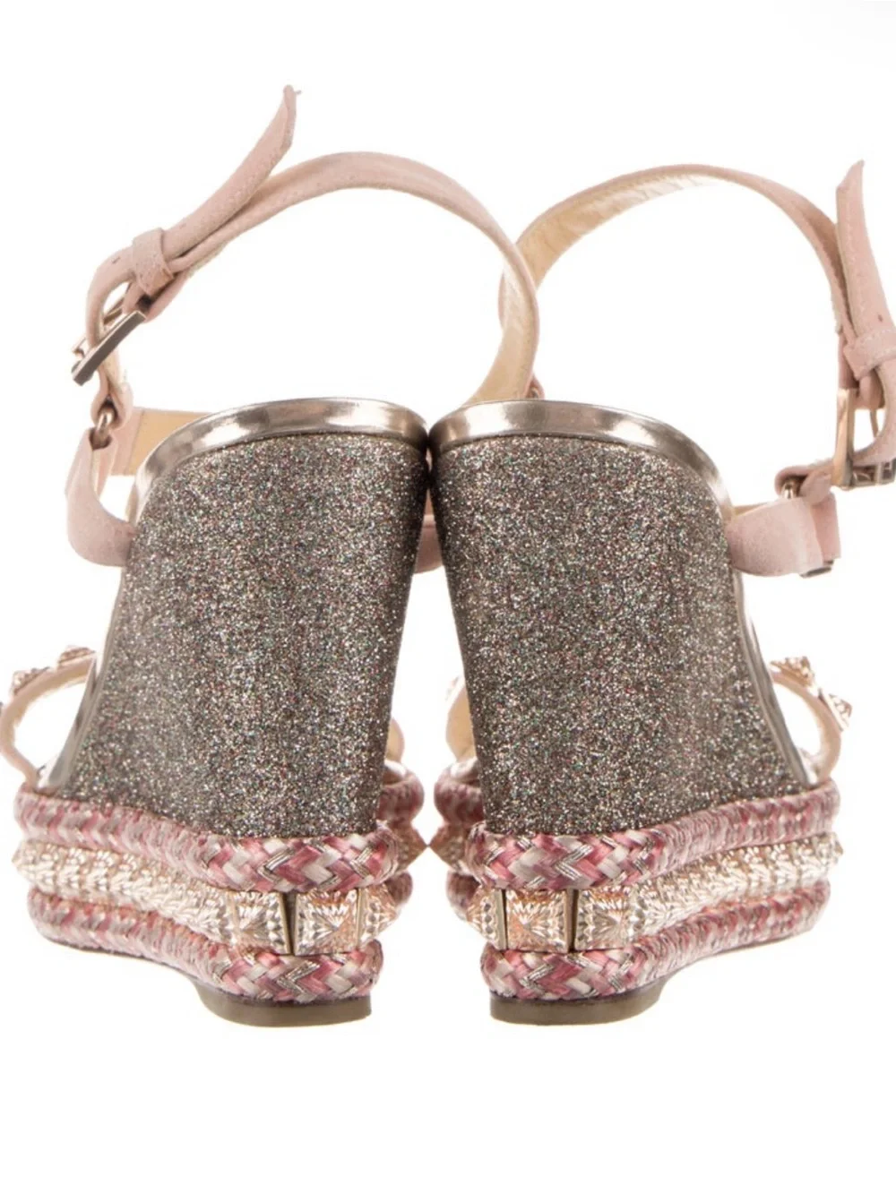 Christian Louboutin Women's Pink Embellished Wedge Sandal